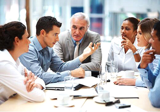 group having a discussion at work