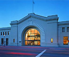 Seismic upgrades in rehabilitated pier building-Photo 1 of front street entrance facade