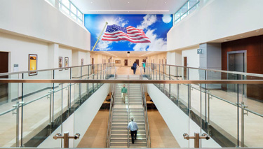 Atrium stairway and open corridors within the VA Health Care Center, Butler, PA