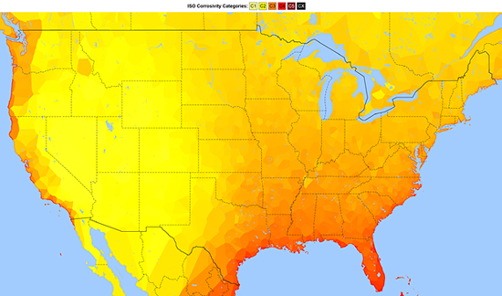 Figure 1 - U.S. ICCET Corrosivity Heat Map