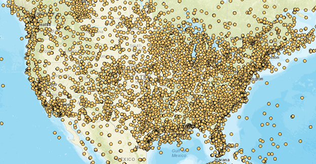 Figure 3 - NOAA NCEI Hourly Observational Data Map