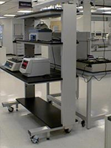 Mobile cart holding lab equipment