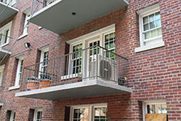 View of apartment complex balcony.